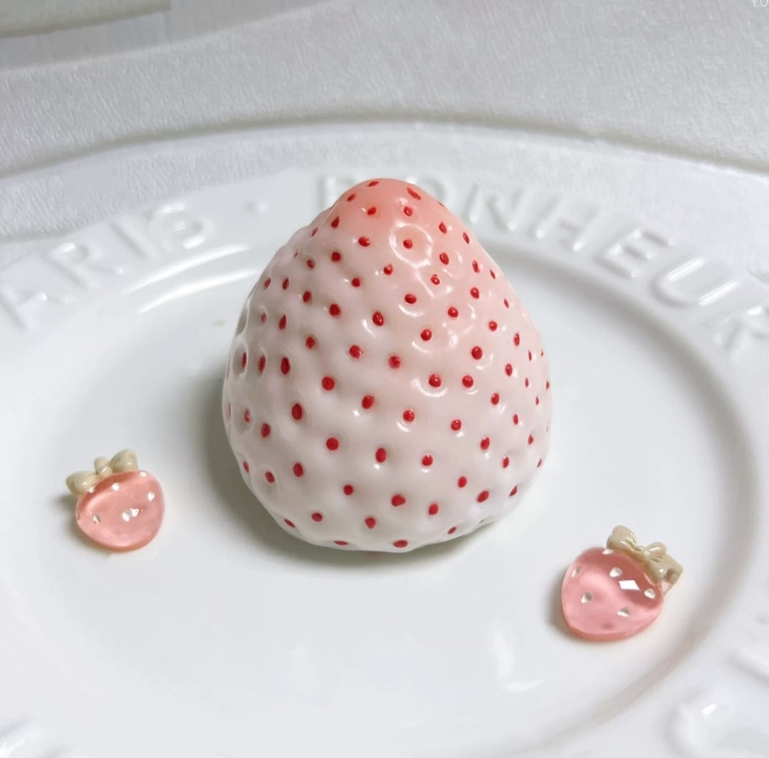White Strawberry Silicone Taba Squishy