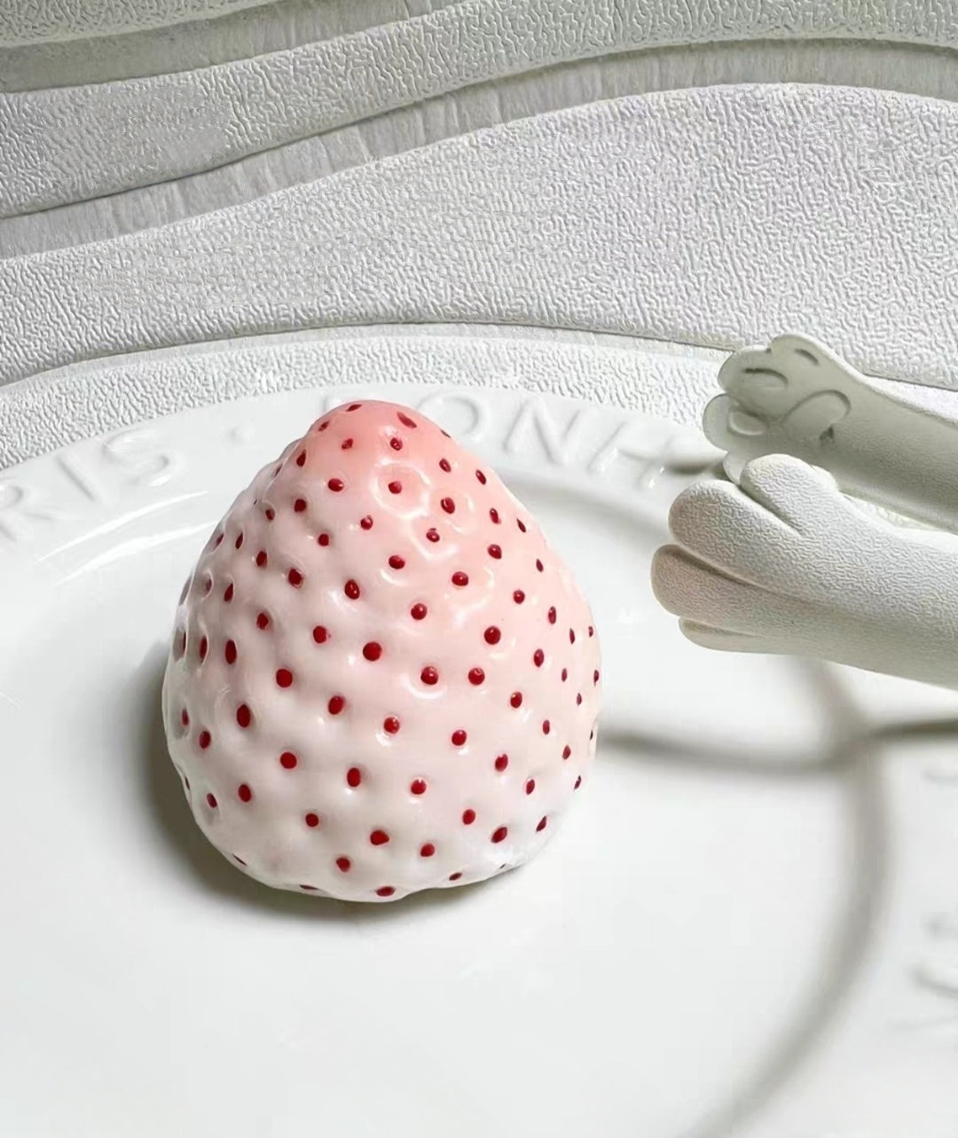 White Strawberry Silicone Taba Squishy