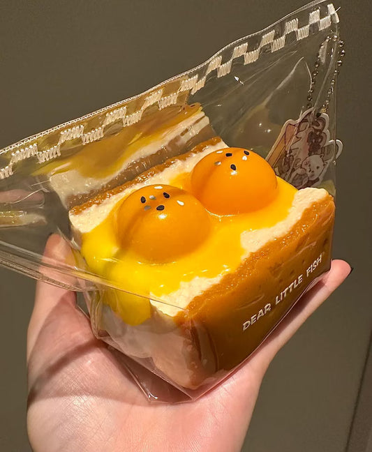Soft-boiled Egg Toast Silicone Taba Squishy